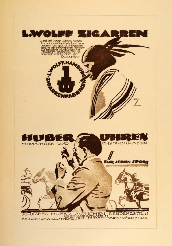 1920 Ludwig Hohlwein Poster Lithographs and Gravures Huber Uhren  Print